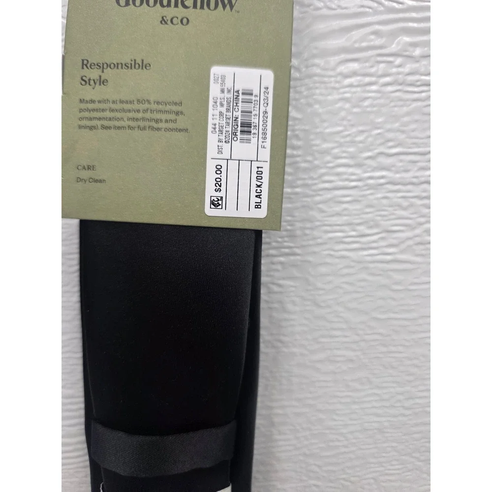 Goodfellow & Co Mens Solid Black Necktie Responsible Style Recycled Polyester